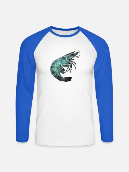 Röntgen Garnele Seafood - Unisex Baseballshirt langarm - Weiß/Royalblau