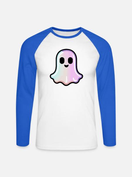 Niedlicher Geist Halloween Pastell - Unisex Baseballshirt langarm - Weiß/Royalblau