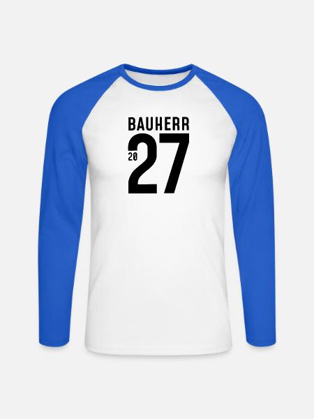 Bauherr 2027 - Unisex Baseballshirt langarm - Weiß/Royalblau