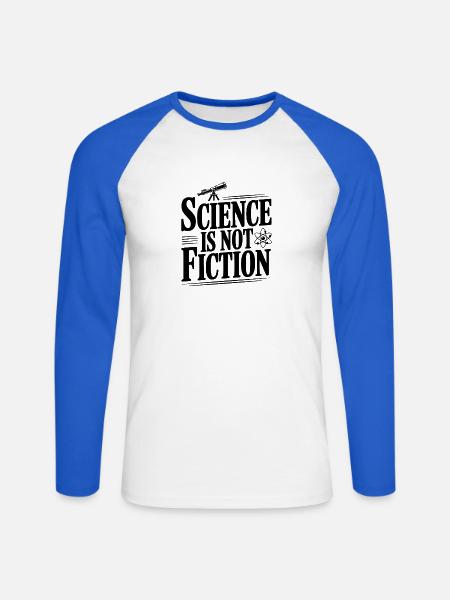 Wissenschaft ist keine Fiktion - Unisex Baseballshirt langarm - Weiß/Royalblau