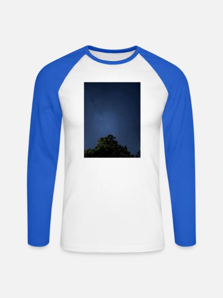 Sternennacht-Himmlisches Blätterdach - Unisex Baseballshirt langarm - Weiß/Royalblau
