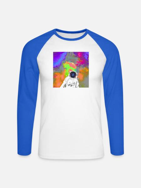 Astronaut im Farbnebel - Unisex Baseballshirt langarm - Weiß/Royalblau