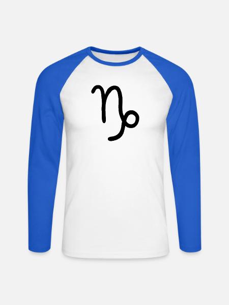 Steinbock-Tierkreiszeichen - Unisex Baseballshirt langarm - Weiß/Royalblau