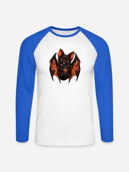 Süße Fledermaus & schwarze Katze – Halloween - Unisex Baseballshirt langarm - Weiß/Royalblau