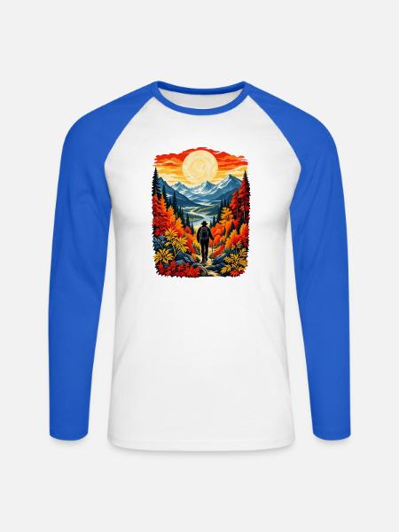 Outdoor-Bergliebhaber, Wandern, Camping Buddy - Unisex Baseballshirt langarm - Weiß/Royalblau