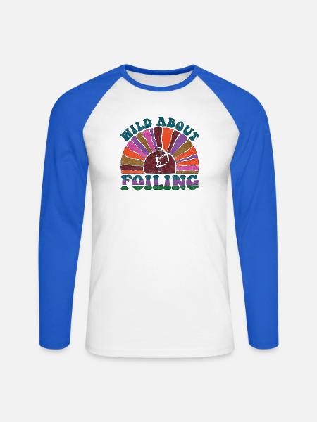Wild about Foiling - retro sunset - Unisex Baseballshirt langarm - Weiß/Royalblau