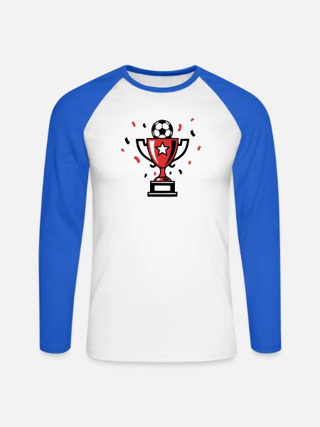 Fussball Pokal Sieger Icon - Unisex Baseballshirt langarm - Weiß/Royalblau
