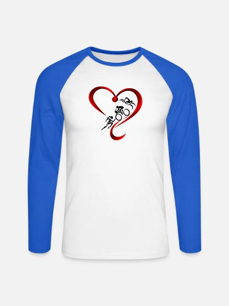 Triathlon-holic - Unisex Baseballshirt langarm - Weiß/Royalblau