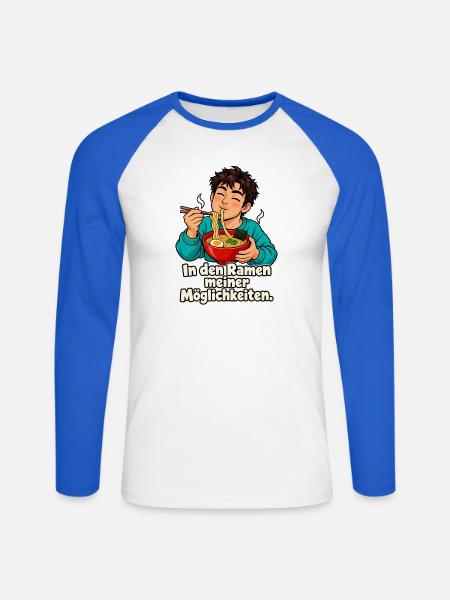 Ramen-Wortspiel – Mann - Unisex Baseballshirt langarm - Weiß/Royalblau