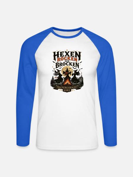 Hexen Geschenkidee Brocken-rocken - Unisex Baseballshirt langarm - Weiß/Royalblau