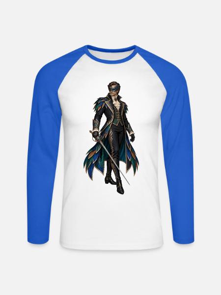 Federklingen-Marschall Fantasielook - Unisex Baseballshirt langarm - Weiß/Royalblau