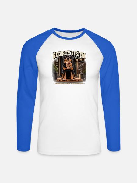 Sicherheitssystem mit Emotionen: Hund mit Teddybär - Unisex Baseballshirt langarm - Weiß/Royalblau
