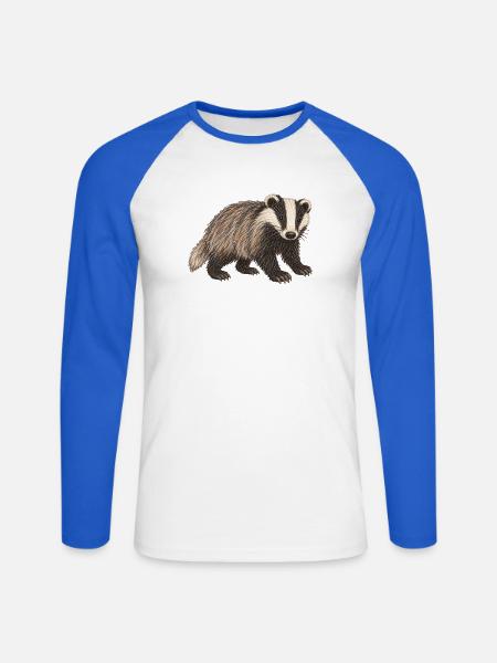 Rasieren, Pinselzeichnen strukturierter Bleistift - Unisex Baseballshirt langarm - Weiß/Royalblau
