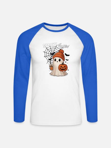 Spooky Season (Halloween) - Unisex Baseballshirt langarm - Weiß/Royalblau