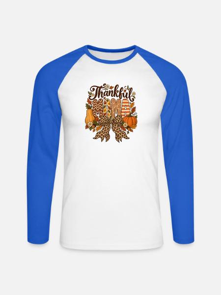 Dankbare Mama Leopard Bow Fall - Unisex Baseballshirt langarm - Weiß/Royalblau