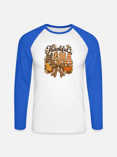 Dankbare Mama Leopard Bow Fall - Unisex Baseballshirt langarm - Weiß/Royalblau