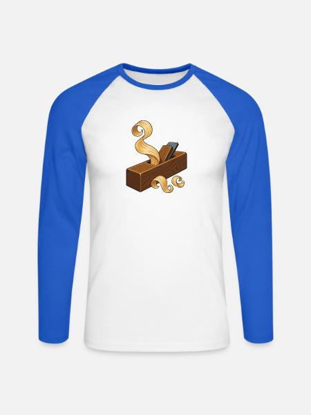 Holzhobel und Späne - Unisex Baseballshirt langarm - Weiß/Royalblau
