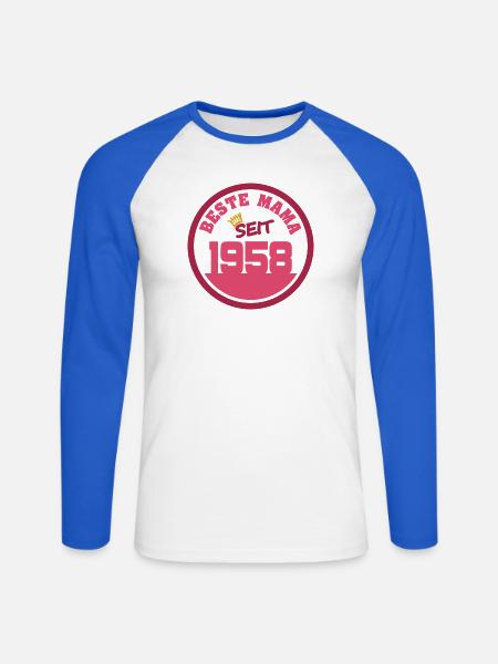 Mama 1958 - Unisex Baseballshirt langarm - Weiß/Royalblau