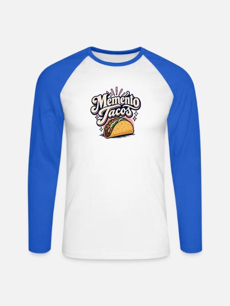 Memento Tacos Retro-Logo - Unisex Baseballshirt langarm - Weiß/Royalblau