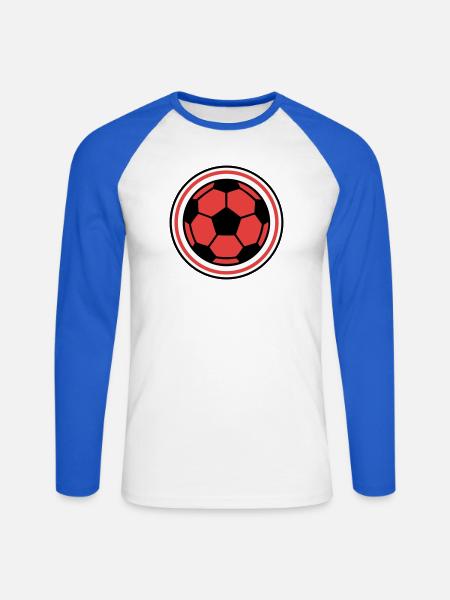 Fussball Ball Kreis Logo - Unisex Baseballshirt langarm - Weiß/Royalblau