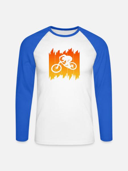 Radfahrer Silhouette Sonnenaufgang Biker - Unisex Baseballshirt langarm - Weiß/Royalblau