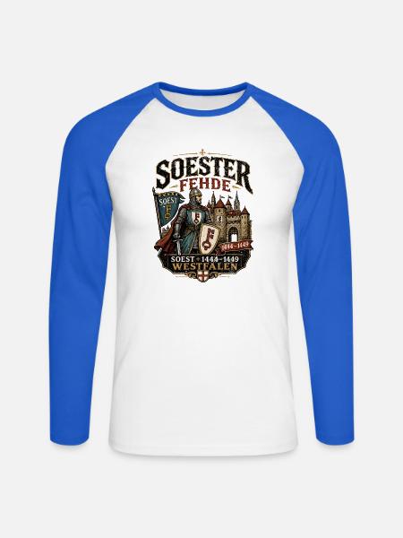 Mittelalterliches SOEST Soester Fehde Geschichte - Unisex Baseballshirt langarm - Weiß/Royalblau