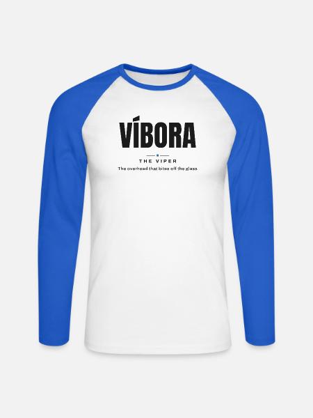 Víbora — Die Viper | Echtes Padel-Vokabular - Unisex Baseballshirt langarm - Weiß/Royalblau
