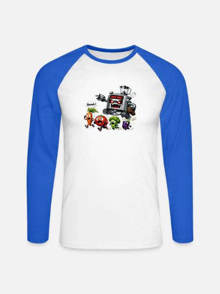 Zeichentrick-Gemüsejagdroboter - Unisex Baseballshirt langarm - Weiß/Royalblau
