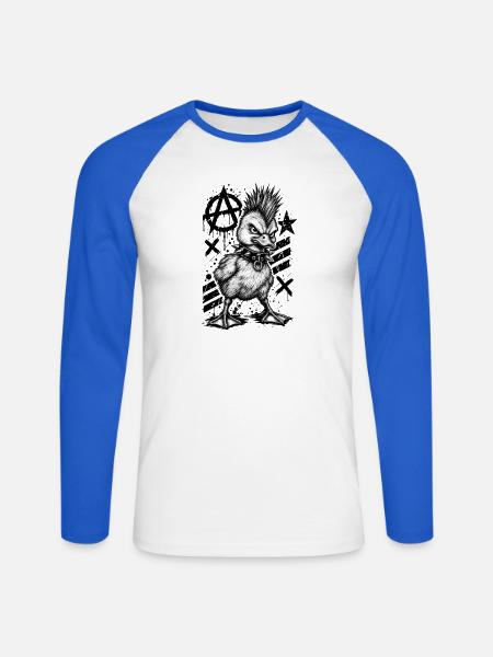 Punk Rock Duck Mohawk Anarchy Bird - Unisex Baseballshirt langarm - Weiß/Royalblau