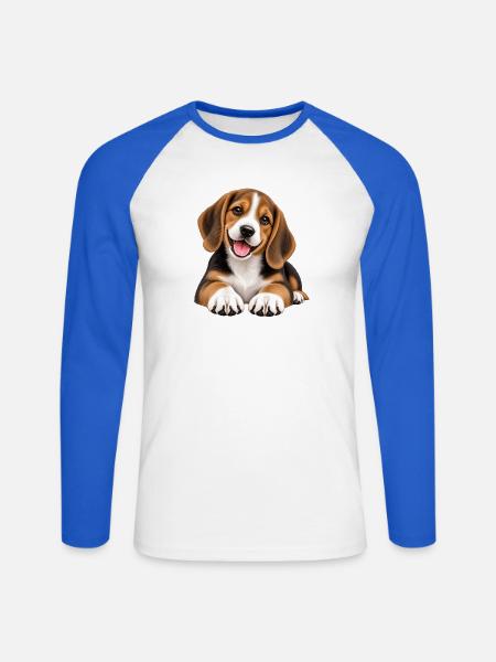 Beagle-Welpe Tierliebhaber - Unisex Baseballshirt langarm - Weiß/Royalblau