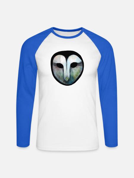 Eulenschleier Aquarellmaske - Unisex Baseballshirt langarm - Weiß/Royalblau