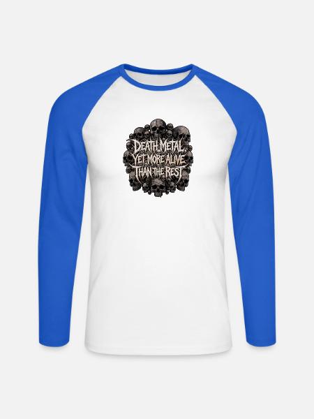 Death Metal Lebt - Unisex Baseballshirt langarm - Weiß/Royalblau