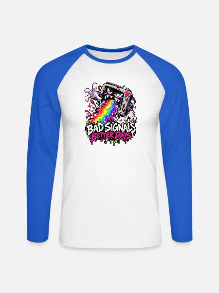 Bad Signals Better Days - Unisex Baseballshirt langarm - Weiß/Royalblau