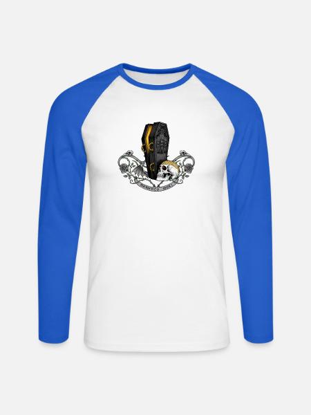 Memento Mori Sargskull Gothic - Unisex Baseballshirt langarm - Weiß/Royalblau
