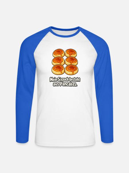Sixpack aus Pancakes - Unisex Baseballshirt langarm - Weiß/Royalblau