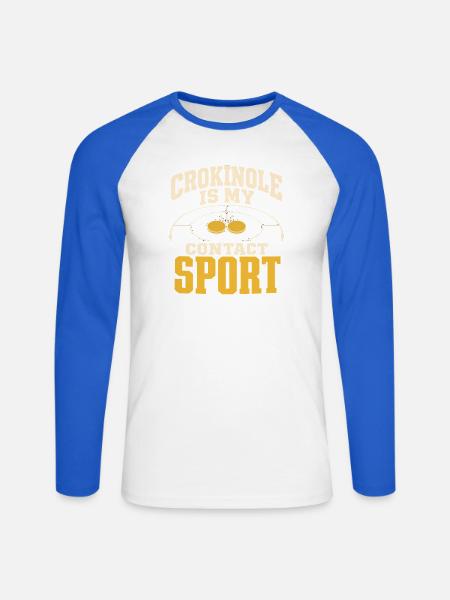Crokinole-spieler 20-loch-crew Turniergeschenk - Unisex Baseballshirt langarm - Weiß/Royalblau