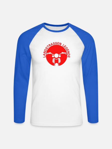 Landstraßen Legende Motorrad Logo - Unisex Baseballshirt langarm - Weiß/Royalblau