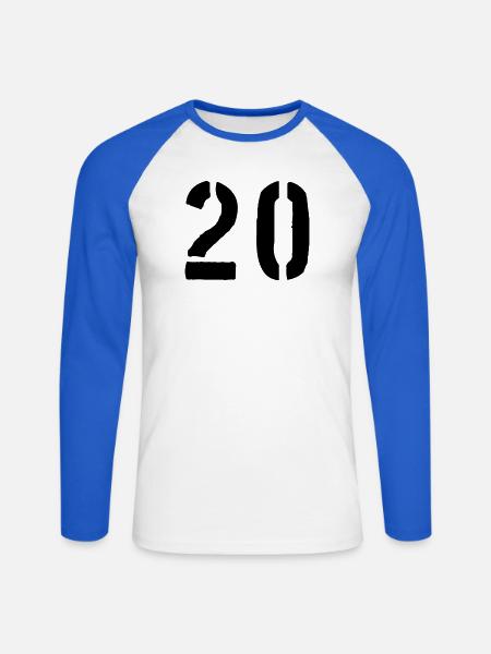 20 - Unisex Baseballshirt langarm - Weiß/Royalblau