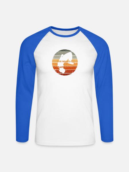 Die Welt ist mein Spielplatz - Unisex Baseballshirt langarm - Weiß/Royalblau