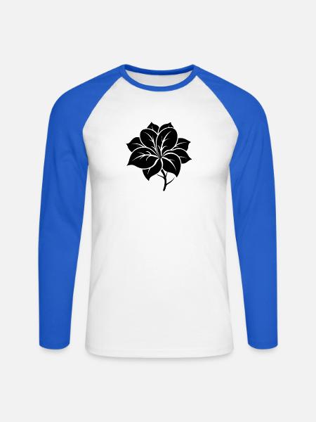 Puakenikeni-Blüte - Unisex Baseballshirt langarm - Weiß/Royalblau
