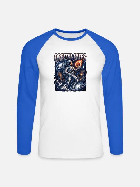 Orbital Riffs Heavy Metal - Unisex Baseballshirt langarm - Weiß/Royalblau