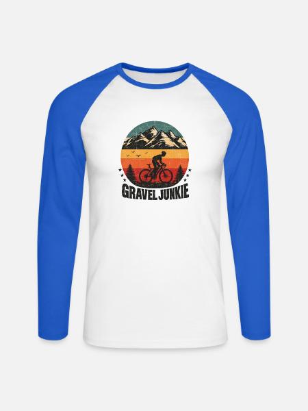 Gravel Junkie Mountain Sunset - Unisex Baseballshirt langarm - Weiß/Royalblau