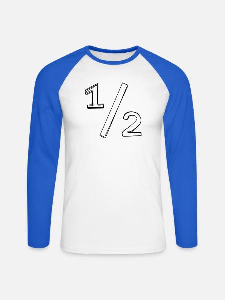 Bruchzahl ½ handgezeichnet - Unisex Baseballshirt langarm - Weiß/Royalblau