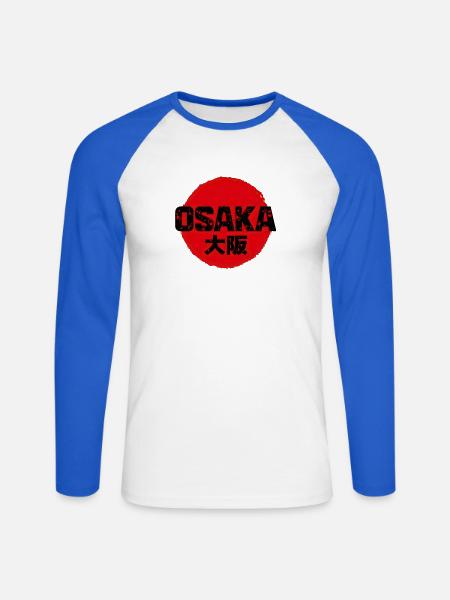 Osaka - Unisex Baseballshirt langarm - Weiß/Royalblau