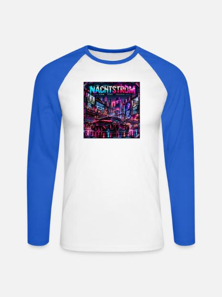 Nachtstrom Neonstadt - Unisex Baseballshirt langarm - Weiß/Royalblau