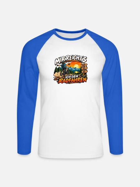 Mir reicht's: Ich geh Radfahren - Unisex Baseballshirt langarm - Weiß/Royalblau