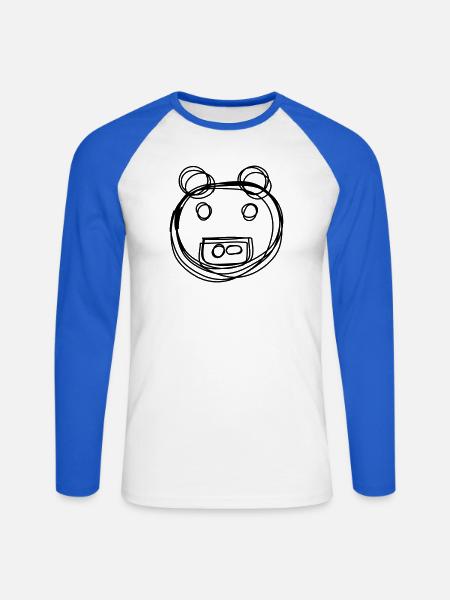 Nilpferd handgezeichnet - Unisex Baseballshirt langarm - Weiß/Royalblau