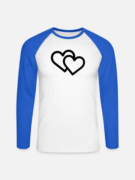 Doppelherz - Unisex Baseballshirt langarm - Weiß/Royalblau