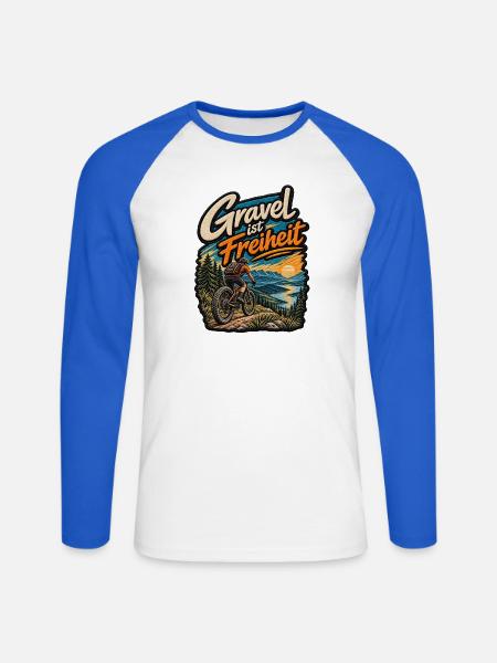 Gravel ist Freiheit Patch Geschenkidee - Unisex Baseballshirt langarm - Weiß/Royalblau
