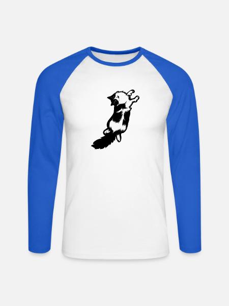 Mitternachtsschnurrbart-Sprung - Unisex Baseballshirt langarm - Weiß/Royalblau